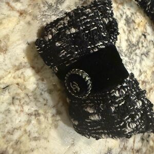 Chanel Black and White Tweed Headband